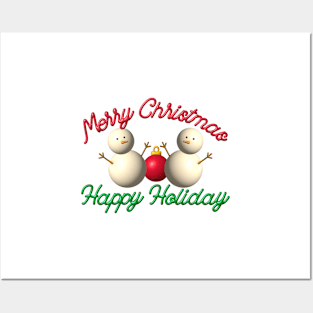 Snowman Merry Christmas Lettering Design Posters and Art